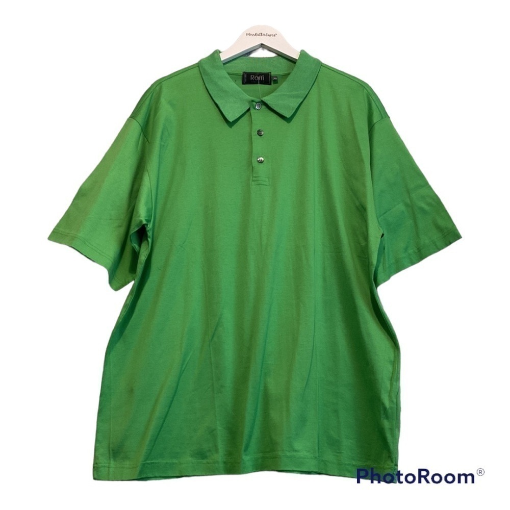 NWT Raffi Linea uomo 100% Cotton Green Polo Short Sleeve Shirt | XL